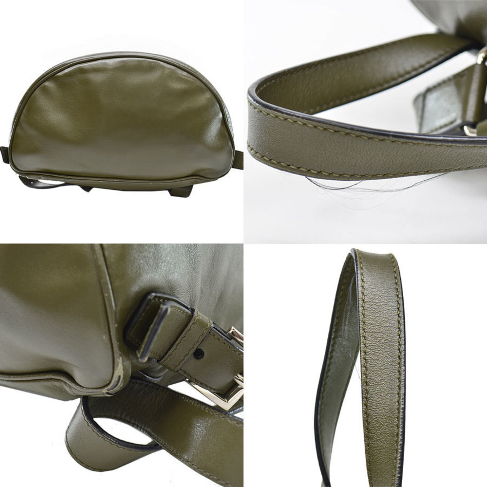 Prada Backpack Triangle Leather Khaki Brown - image 5